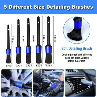 17-Piece Premium Car Detailing Kit – Handheld Vacuum, Interior Cleaning Brushes, Windshield Cleaner & Complete Car Cleaning Accessories