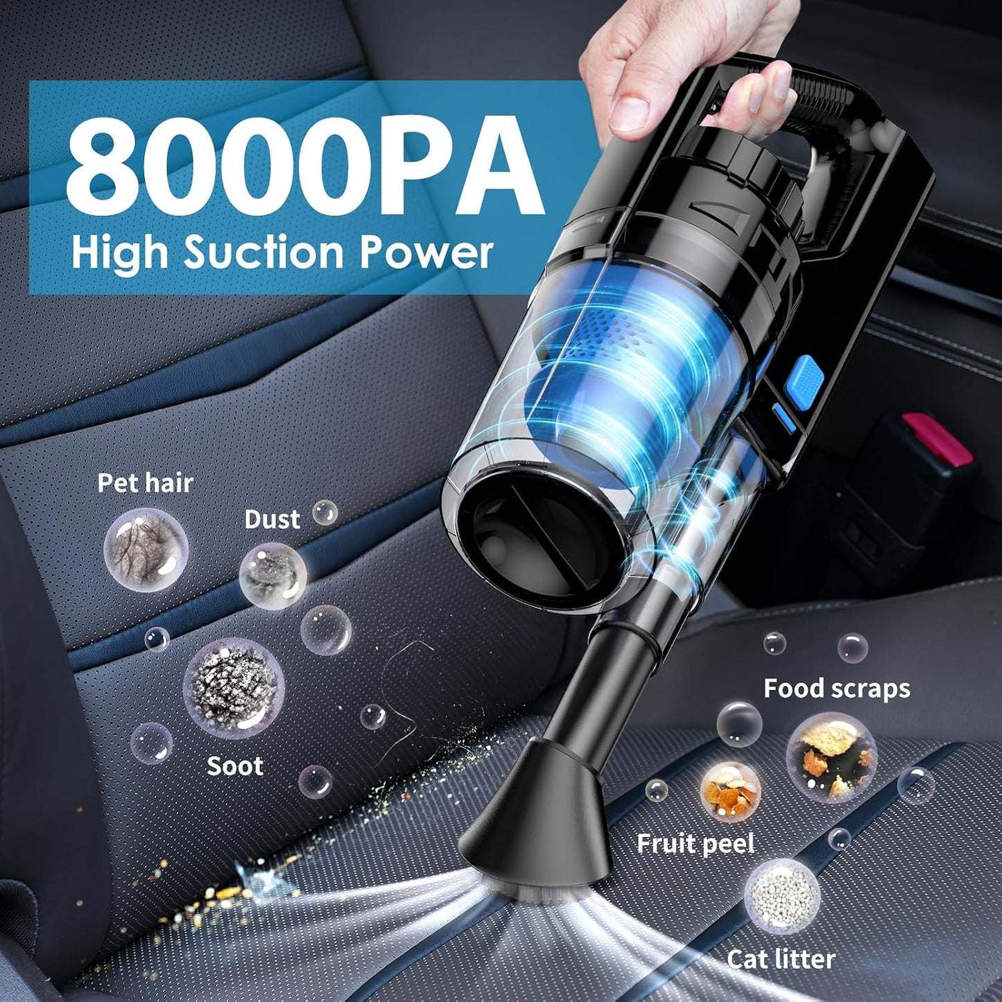 17-Piece Premium Car Detailing Kit – Handheld Vacuum, Interior Cleaning Brushes, Windshield Cleaner & Complete Car Cleaning Accessories