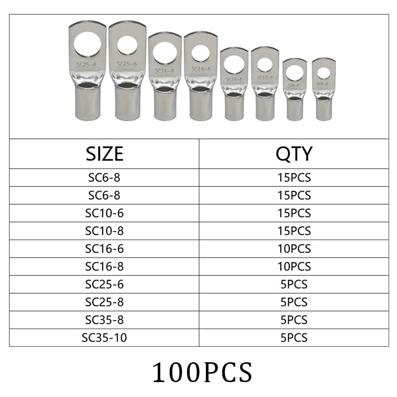Aussie Offroad 4WD Cable Lug & Ring Terminal Kit – 100/220/240‑Piece Silver Tinned Copper Set with Crimper