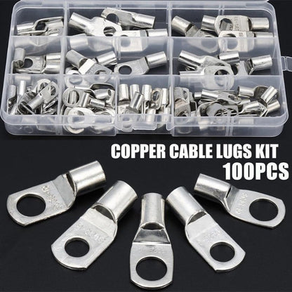 Aussie Offroad 4WD Cable Lug & Ring Terminal Kit – 100/220/240‑Piece Silver Tinned Copper Set with Crimper